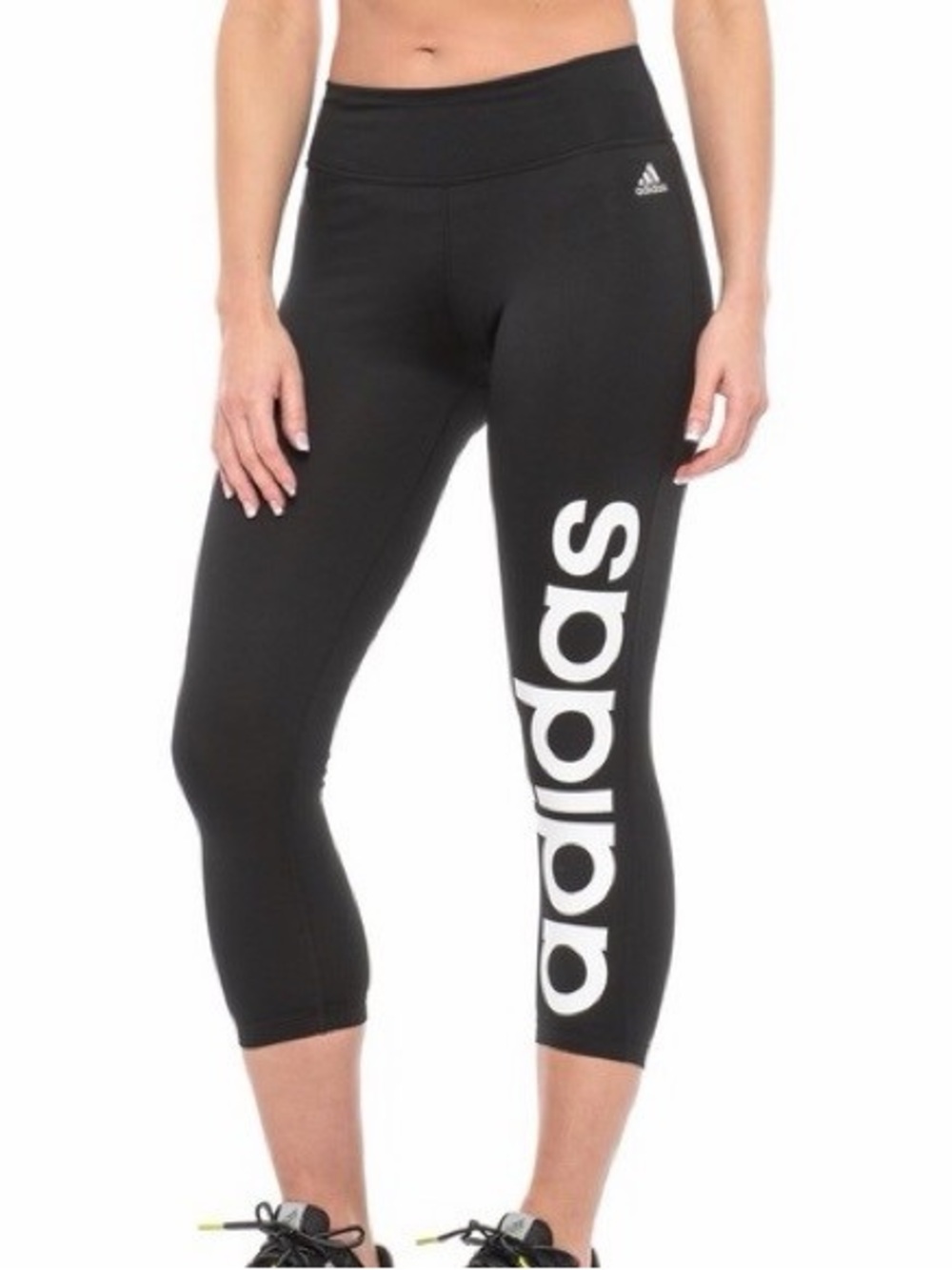 Adidas Women's Black Logo Capri Leggings Climalite